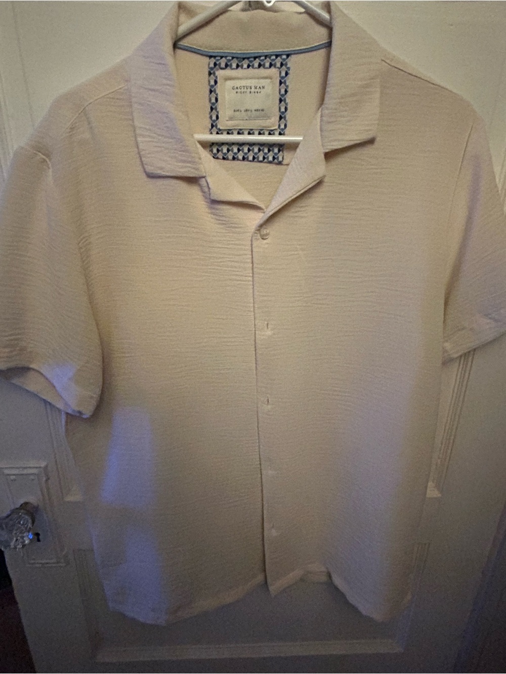 Casual Cream Short-Sleeve Button-Down Shirt Cactus Man